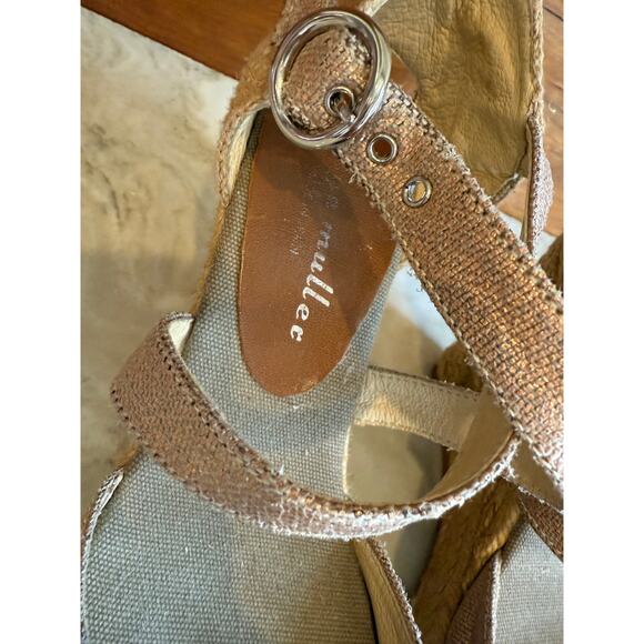 Bettye Muller Metallic Rose Gold Espadrille Wedge Sandals 38 - Picture 8 of 8
